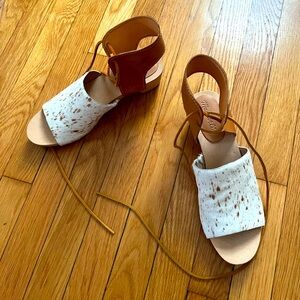 Customized Madewell calf hair slides with ankle strap, size 9